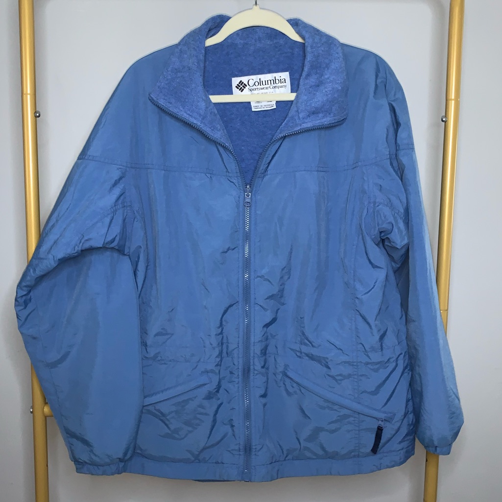 Vintage Columbia Sportswear Blue Fleece Lined Full Zip Coat Jacket Women's Sz M